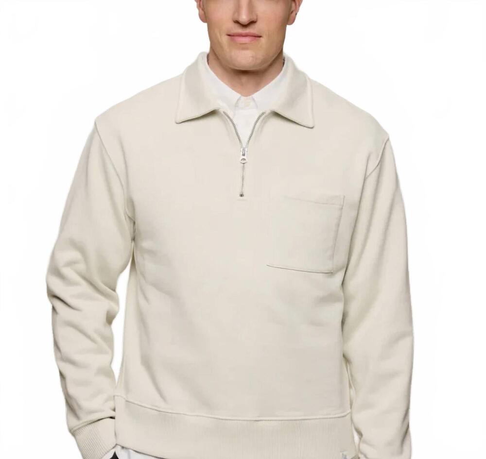 NEW MERZ B. SCHWANEN authentic fleece polo collared half-zip cotton sweatshirt i